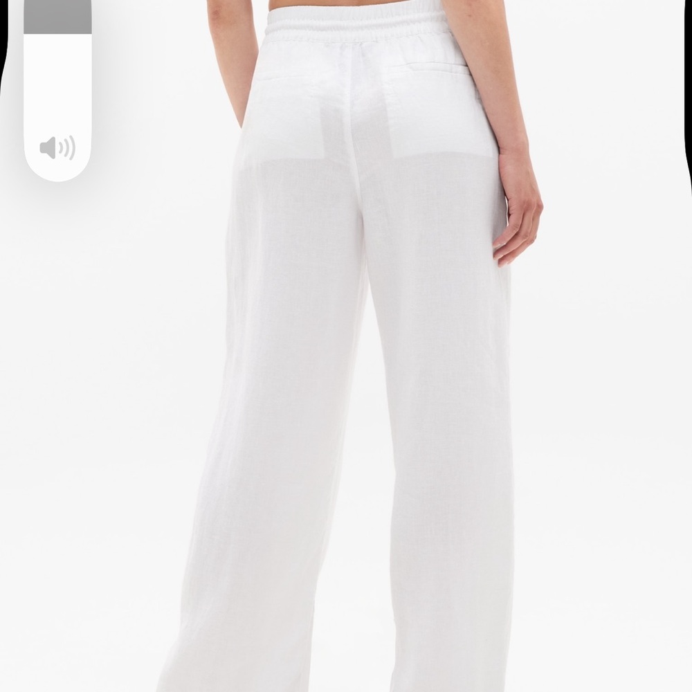 Athleta Women's Crisp Linen White Wide Leg Pants - Picture 3 of 8